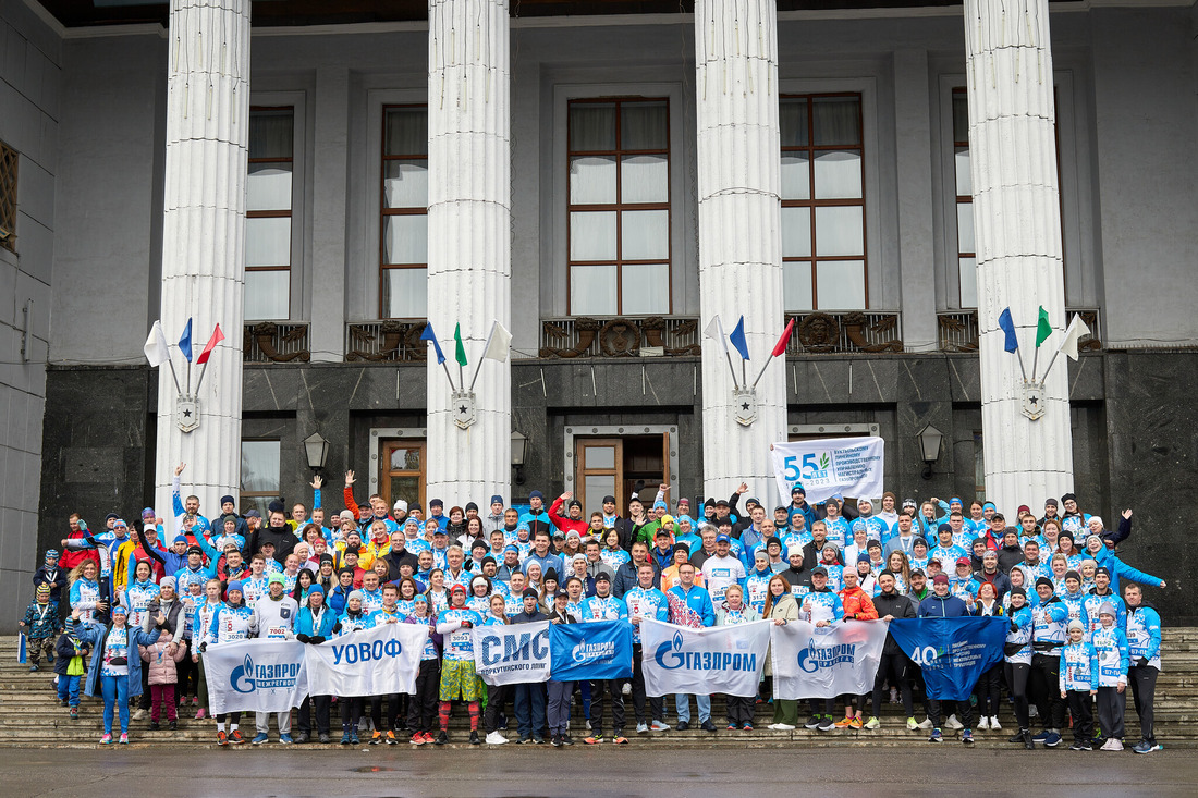 Самая многочисленная команда Газпрома — 176 человек — участники "Арктического марафона". Фото предоставлено пресс-службой ООО "Газпром трансгаз Ухта"