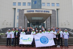 Сотрудники ООО "Газпром трансгаз Югорск" перед стартом